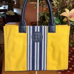 NWOT Tory Burch yellow canvas tote bag